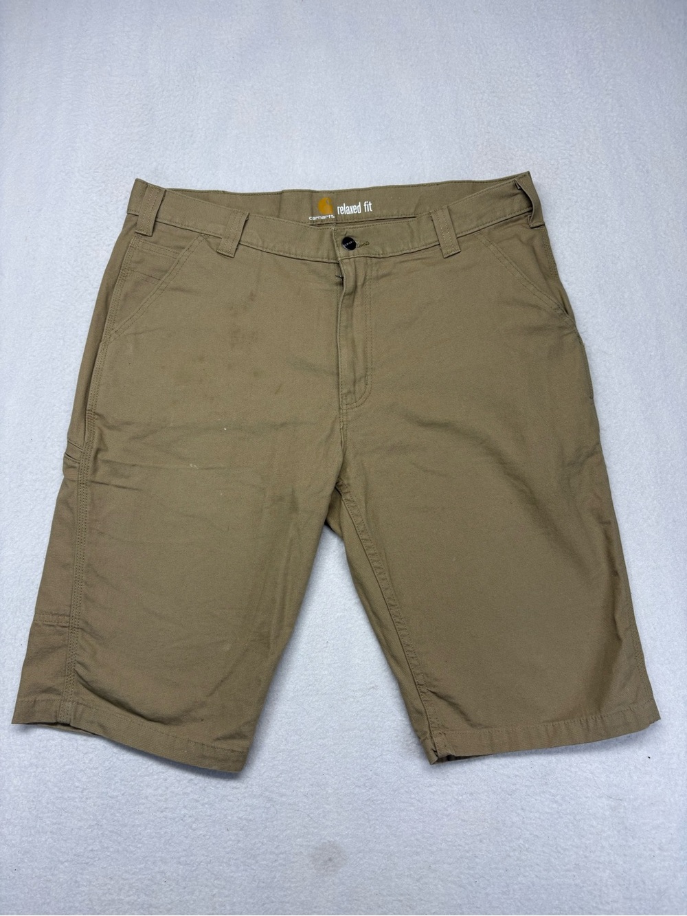 CARHARTT Relaxed Fit Khaki Work Shorts Mens 36 Stretch Cotton Blend 103110-253
